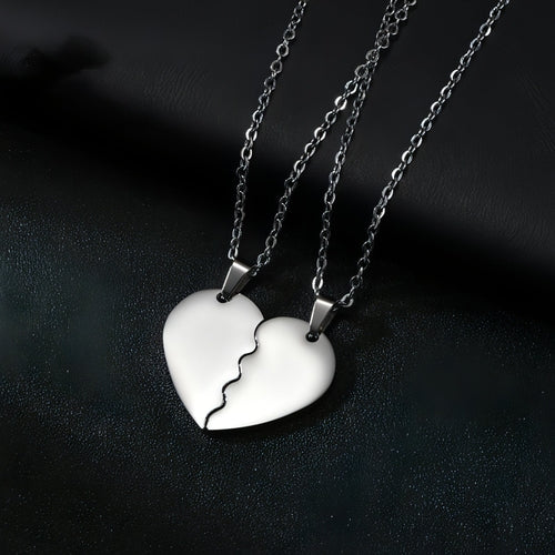 💞 Couple Heart Puzzle Necklace â€?Two Halves, One Love