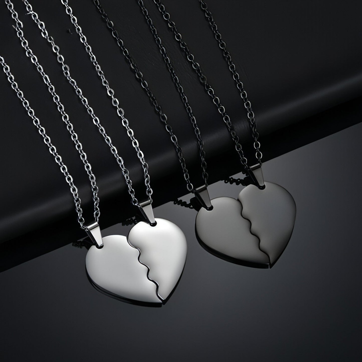 💞 Couple Heart Puzzle Necklace â€?Two Halves, One Love