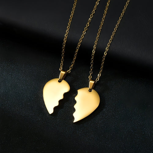 💞 Couple Heart Puzzle Necklace â€?Two Halves, One Love